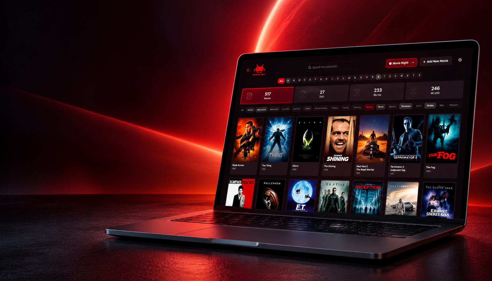 Killer Movie Vault running on a MacBook
